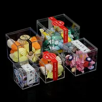 Boîte à bonbons en acrylique personnalisée pour cadeau, boîte de rangement rectangulaire en acrylique transparent avec couvercle, boîte de présentation en acrylique pour bonbons
