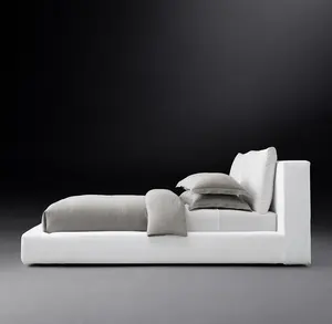 Роскошный современный новейший дизайн мебель для спальни из массива дерева простой двойной Queen-Size Белый каркас кровати - Product Image 6