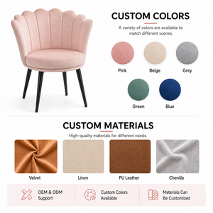 DM Modern <strong>Scallop</strong> Dining <strong>Chair</strong> With Soft Upholstery Round Seat and Stable Foot Pads for Cafe Restaurant Supply - Product Image 4
