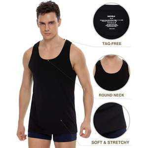 Camiseta sin mangas de bambú y viscosa para hombre, paquete de 3, color negro, camiseta interior básica de mezcla de algodón suave - Product Image 4