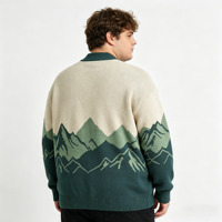 Cardigan en tricot fantaisie pour homme, col en V, personnalisé OEM/ODM, de haute qualité, tendance, avec boutons et poches plaquées, motif dessin animé