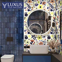 Carreaux de sol antidérapants en porcelaine Lukashi Paris Art Flower rétro nostalgique 600x600mm 9mm d'épaisseur pour salons/salles à manger, hôtels/villas
