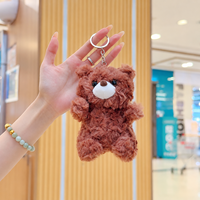 Mini porte-clés en peluche ours en fourrure 3D mignon, jouets en peluche Kawaii Anime en gros, breloque de sac à dos, pendentif de poupée