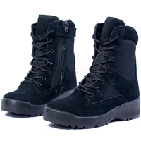 Bottes de randonnée tactiques, bottes de travail imperméables pour l'extérieur, dessus en daim, doublure en mesh avec fermetures éclair latérales, noires