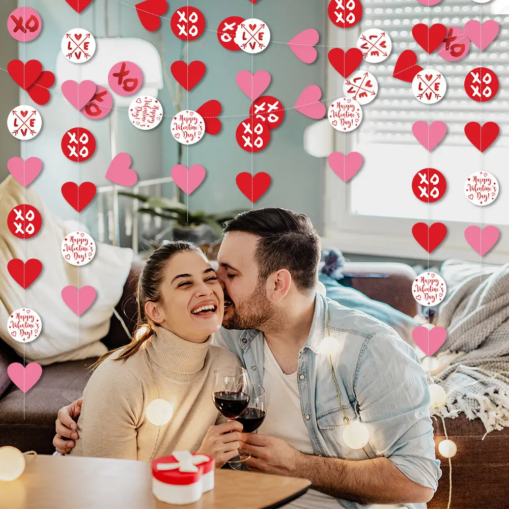 Nuevo 2024 boda Día de San Valentín fiesta amor corona decoraciones colgantes tirar bandera escena diseño Banne