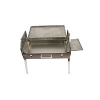 Barbecue de camping en acier inoxydable avec kit de rôtissoire, barbecue portable au charbon de bois