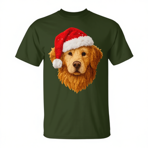 T-shirt de Noël Golden Retriever avec motif de chapeau de Père Noël pour les fêtes - Product Image 2