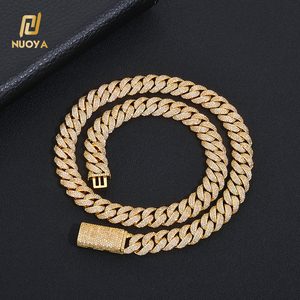 Collier chaîne cubaine NUOYA à 3 rangs, plaqué or 18 carats, bijoux hip-hop personnalisés avec zircon pour homme et femme, idéal pour les fêtes - Product Image 1