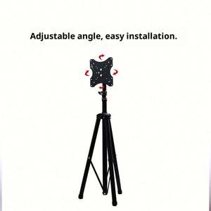 Support de télévision sur pied robuste avec support réglable <span class=keywords><strong>pour</strong></span> téléviseurs de 55 à 80 pouces Capacité de charge de 91 kg Acier laminé à froid noir Trépied - Product Image 3
