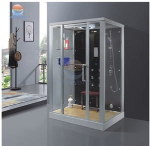 Cabine de douche vapeur autoportante en verre trempé acrylique avec jets de massage corporel et sauna humide - Product Image 3