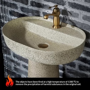 Lavabos de Pedestal para el Hogar, Estilo Chino Moderno, Lavabo de Cerámica de un Solo Orificio, Montado en el Suelo, para Baño o Exterior, Cerámica de Jingdezhen - Product Image 3