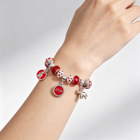 Bracelet à breloques Delta Sigma Sorority DST 1913, éléphant, cristal rouge, strass, chaîne serpent perlée, bijoux pour femmes, cadeau de la fraternité