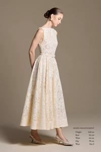 Abito da donna elegante da sera formale <span class=keywords><strong>con</strong></span> maniche regolari, <span class=keywords><strong>in</strong></span> pizzo, lungo fino al pavimento, stile bohémien, <span class=keywords><strong>con</strong></span> strascico a cappella e allacciatura <span class=keywords><strong>con</strong></span> <span class=keywords><strong>cintura</strong></span> - Product Image 5