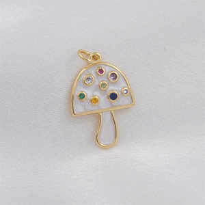 ट्रेंडी प्यारे मशरूम गहने पेलेंट 18k सोने के कोलोर तामचीनी ने जिरकॉन आकर्षण गहने हार का प्रतीक प्रतीक आभूषण - Product Image 6