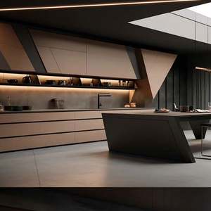 Meuble luxe personnalisé laqué double évier îlot armoires de cuisine armoire de cuisine design moderne/armoire de cuisine - Product Image 1