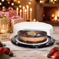 Boîtes d'emballage rondes pour gâteaux de fête en PET recyclable, 12 pouces, contenants à gâteau en plastique jetables avec couvercles transparents