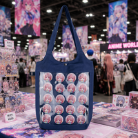 Tas Selempang Kanvas Grosir Model Ita Bag dengan Jendela Transparan untuk Menampilkan Pin Kartun, Cocok untuk Koleksi Badge Anime, Hadiah, dan Belanja Sehari-hari
