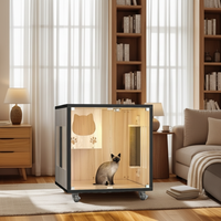 Villa pour chat en bois multi-niveaux, mobilier d'intérieur pour chat avec nid douillet et armoire de rangement pour animaux de compagnie