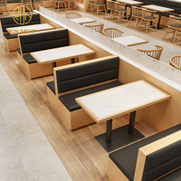 Banquettes en chêne pour fast-food banquettes canapé café carré commercial meubles de restaurant en bois table et chaise banquette ensemble