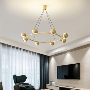 Phong Cách Bắc Âu Thiết Kế Đơn Giản Ma Thuật Đèn Chùm Ánh Sáng Hiện Đại Trang Trí Nội Thất Mặt Dây Chuyền Đèn Vàng Chiếu Sáng Kim Loại Cơ Sở Cho Khách Sạn - Product Image 4