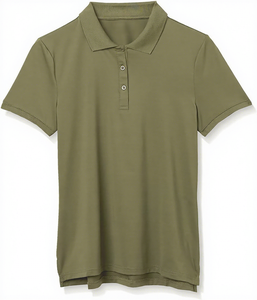 Custom Womens Short Sleeve for <b>Shirt</b> Cotton Breathable Fleece Knitted Golf Casual Regular Fit Turn Down Collar Summer Plaid Top - Product Image 6