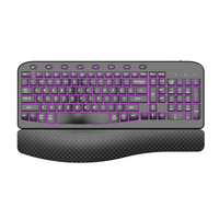 Clavier numérique ergonomique sans fil 2,4 G à 107 touches avec pavé numérique USB, rétroéclairage LED et repose-poignets rembourré pour ordinateur portable et de bureau (version anglaise)