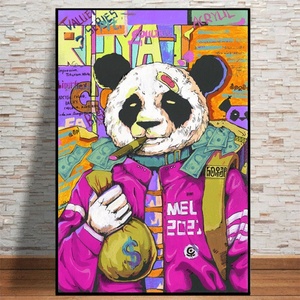 Affiche Pop Art Graffiti de rue <span class=keywords><strong>Panda</strong></span> fumant Affiches murales Impressions Sac d'argent Peinture sur toile inspirante Décoration d'intérieur - Product Image 2