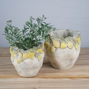 Macetas de Cemento Lianda Hechas a Mano, Grandes, Modernas, Estilo Americano Retro, Diseño de Flor de Limón, Ecológicas, para Interiores y Exteriores - Product Image 1