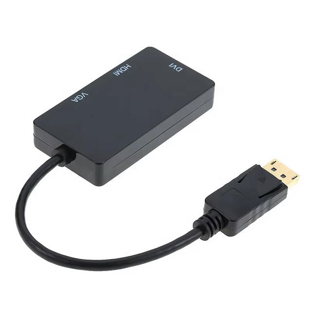 Xput 1080P 3-in-1 Video Adapter DP to HDMI/VGA/DVI Converter Audio & Video Cables