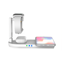 Custom Logo Multifunctionele 4 In 1 Draadloze Oplader Stand 15W Snel Opladen Mobiele Telefoonhouder Bureau Met Lamp En Wekker F5