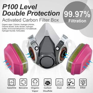 <span class=keywords><strong>Masque</strong></span> facial demi-<span class=keywords><strong>masque</strong></span> <span class=keywords><strong>respiratoire</strong></span> en silicone avec lunettes de sécurité Spray de peinture travail de sécurité industrielle protection anti gaz - Product Image 3