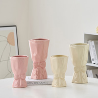 Vase en céramique à fleurs, orné d'un nœud, pour fleurs fraîches hydroponiques, style nordique, pour bureau, restaurant, salon, haut de gamme