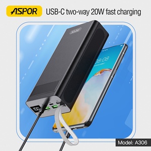 Aspor A306 10000mAh 20000mAh 30000mAh 50000mAh ngân hàng điện LCD hiển thị 22.5W + 20W PD công suất lớn sạc nhanh Powerbank - Product Image 4