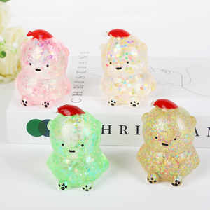 Christmas <b>Bear</b> Maltose Squishy Toy <b>Cute</b> Glitter Slow Rebound Fidget Doll for Stress Relief and Holiday Party Favors - Product Image 2