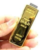 Drive Stik Usb bentuk batang emas, Flash Drive 128GB 64GB 32GB 16GB 8GB Bullion logam