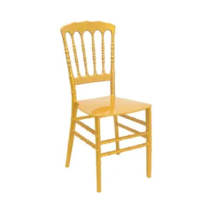Оптовая продажа, штабелируемые стулья из смолы для мероприятий, свадебные стулья из Наполеона, золотые