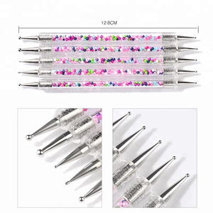 5 pièces 2 voies <span class=keywords><strong>Caviar</strong></span> Nail Art pointillant stylo UV Gel peinture brosse Salon manucure ongles outils Kit plat forme de cheveux léger - Product Image 2
