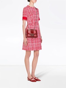 Signore di alta moda O collo a maniche corte doppio petto cortile tinto Tweed <span class=keywords><strong>Mini</strong></span> <span class=keywords><strong>abito</strong></span> corto da donna - Product Image 3