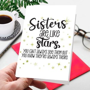 Tarjeta de felicitación personalizada para hermana, mejor amiga, agradecimiento, patrón de estrellas navideñas - Product Image 2