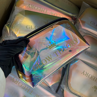Sacs holographiques en PVC personnalisés pour l'affichage de bijoux et l'emballage de cosmétiques, pochette cadeau pour salon de beauté, rangement de voyage