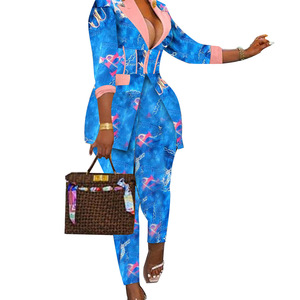 Nouvel ensemble deux pièces décontracté pour femme, style européen et américain, col vert, veste et pantalon, vente en gros 2026 - Product Image 3