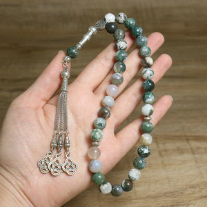 Bracelets de prière en œil de tigre religieux, bracelets en pierre naturelle d'onyx noir et de <span class=keywords><strong>malachite</strong></span>, chapelet musulman, bracelet Misbaha - Product Image 6