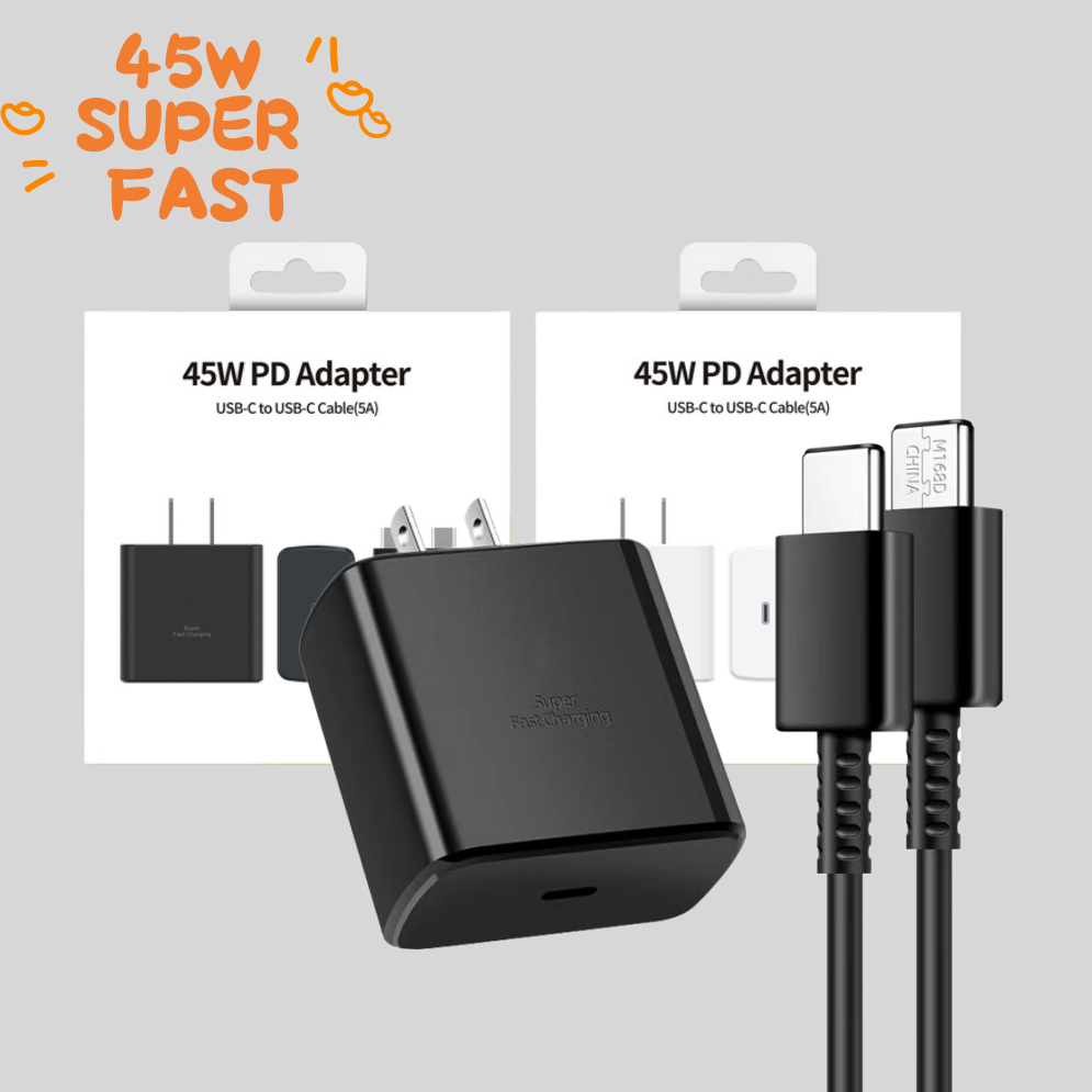 Ensemble blancEnsemble de chargeur super rapide Black-45W (qualité supérieure)