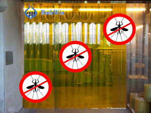 Rideau en PVC anti-insectes, jaune ambre, pour portes, 2/3/4 mm, <span class=keywords><strong>DOP</strong></span>/DOTP, rideau en PVC transparent avec accessoires/fixations/attaches - Product Image 1