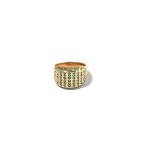 Fashion <b>Rings</b> PVD <b>Gold</b> Plated 316L Stainless Steel Sustainable Resistant Blue Gemstone Band <b>Ring</b> - Product Image 1