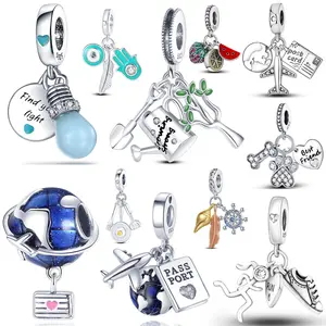 925 Sterling Silver Family Tree Charm Earth Tourism Girl Boy Beads Mom Heart Charm Fit Brand Bracelet For Jewelry DIY Gift