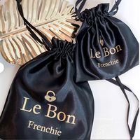 Sacs à Cordon en Soie 100% Haute Qualité Noirs avec Logo pour Vêtements