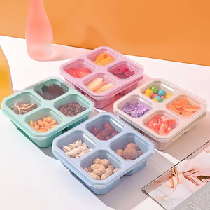 Fiambrera portátil de 3 o 4 compartimentos para viajes, trabajo, aperitivos, frutos secos, fruta, Bento, contenedor de aperitivos con tapa, contenedor aleccionable reutilizable - Product Image 4