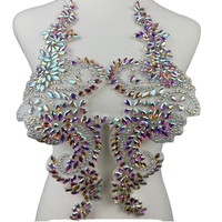 Applique florale en strass pour épaule, paire de patchs pour robe de mariée, de soirée ou de concours, décoration en tissu brodé de perles