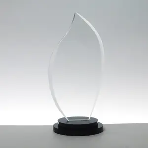 Schwarz Double Round Base Blank Kristallglas Trophy Awards Schwarze Glas basis Anpassen des Farbdrucks Klarglas Award